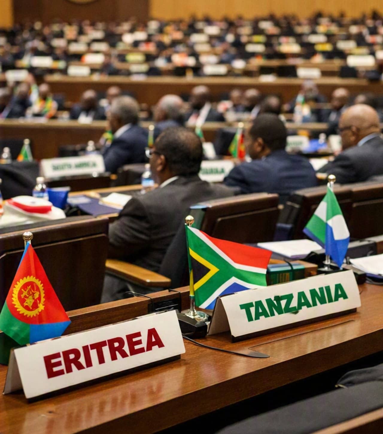 ወግዓዊ ኣደራሽ ኣኼባ ሕብረት ኣፍሪቃ፡ ብሪጋዊ መደረኽቲ ብስም ሃገራትን ባንዴራታትን